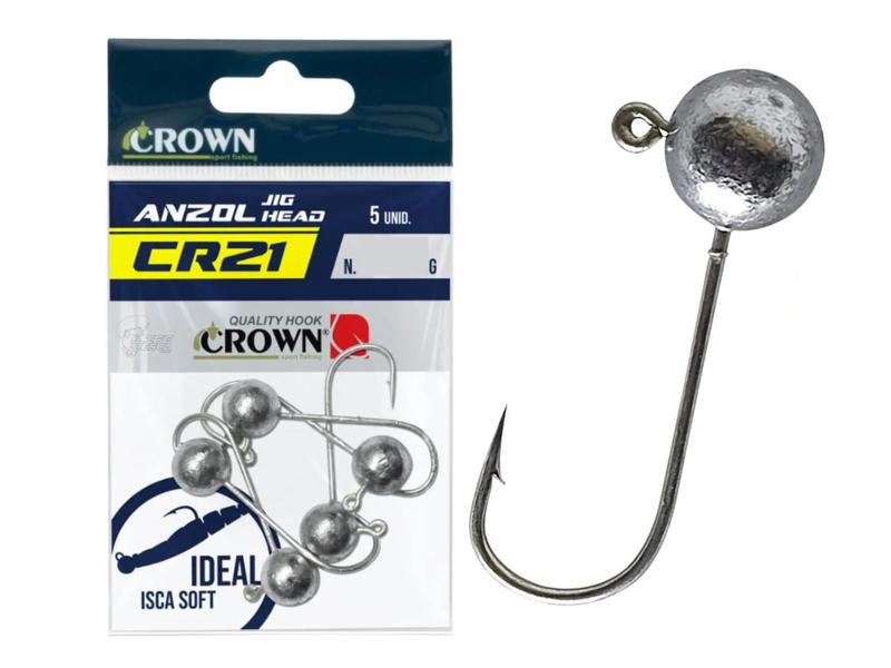 Anzol Jig Head Crown CR21 TN Nº 4/0 (12gr) - 5 Peças - Anzol